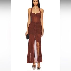 Strapless maxi Brown Dress